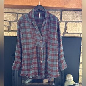 Free People All About the Feels button up flannel shirt